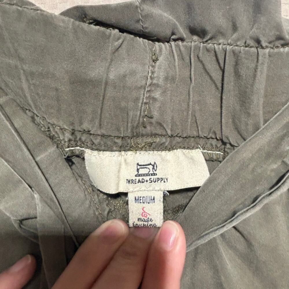 Thread And Supply Pants Sz M Wide Leg Olive Green Bag Waist Lagenlook Lyocell - Picture 4 of 10